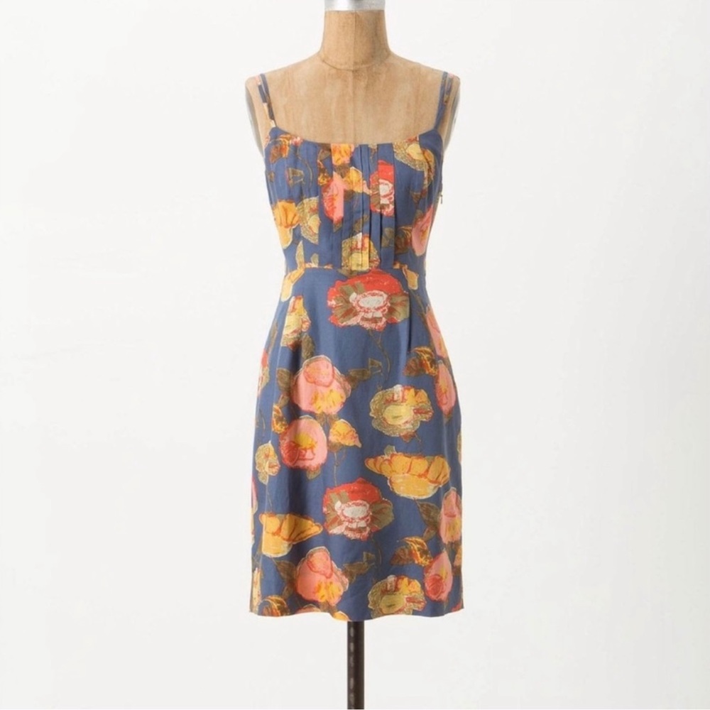 Anthropologie Maeve Floral Print Silk Mini Dress